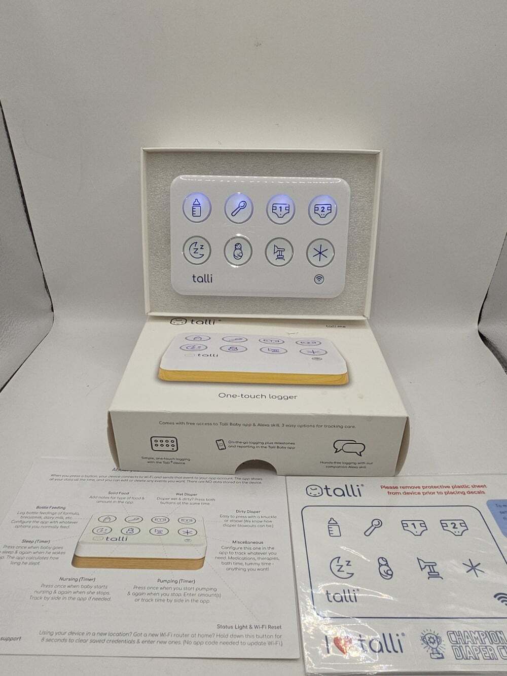 Talli One-Touch Logger Baby Logging Device Timer Feeding Changing - Open Box